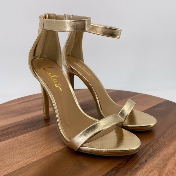 Lulus Shoes - Lulus Shoes Search The Stars Gold Ankle Strap Heel